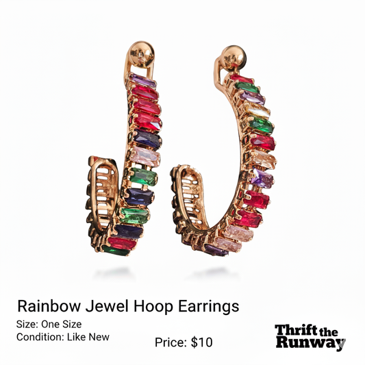 Rainbow Jewel Hoop Earrings