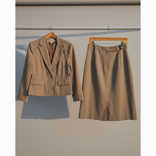 Nine & Company Khaki Skirt Suit Set - Size Large (Sz 12)