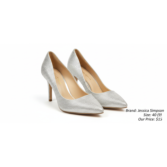 Jessica Simpson Bling Silver Pump - Shoe Size 9 (Sz 40)