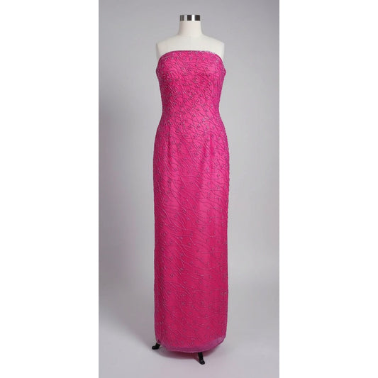 Andretta Donatello Fuschia Sequin Strapless Evening Gown - Size Large (Sz 8)