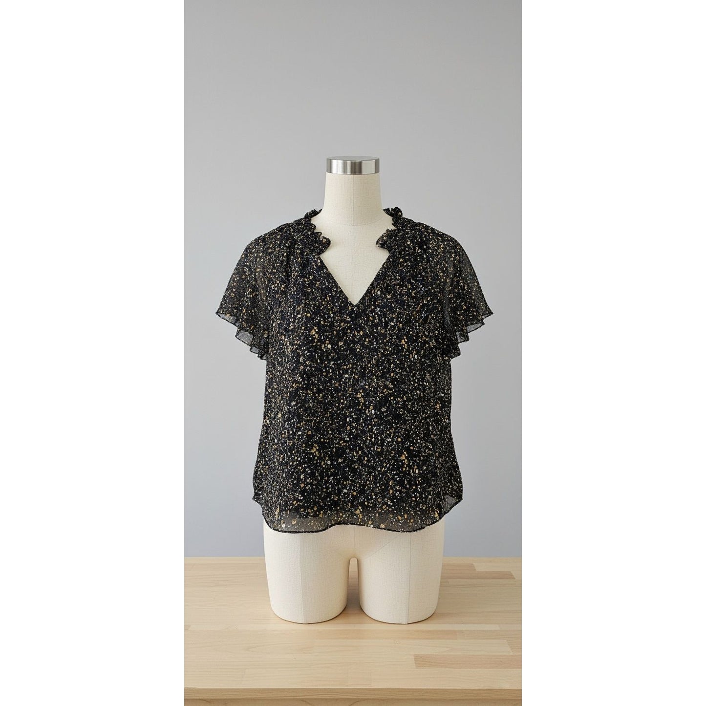 Madison Marcus Black Gold Sheer Blouse - Size Small - NWT