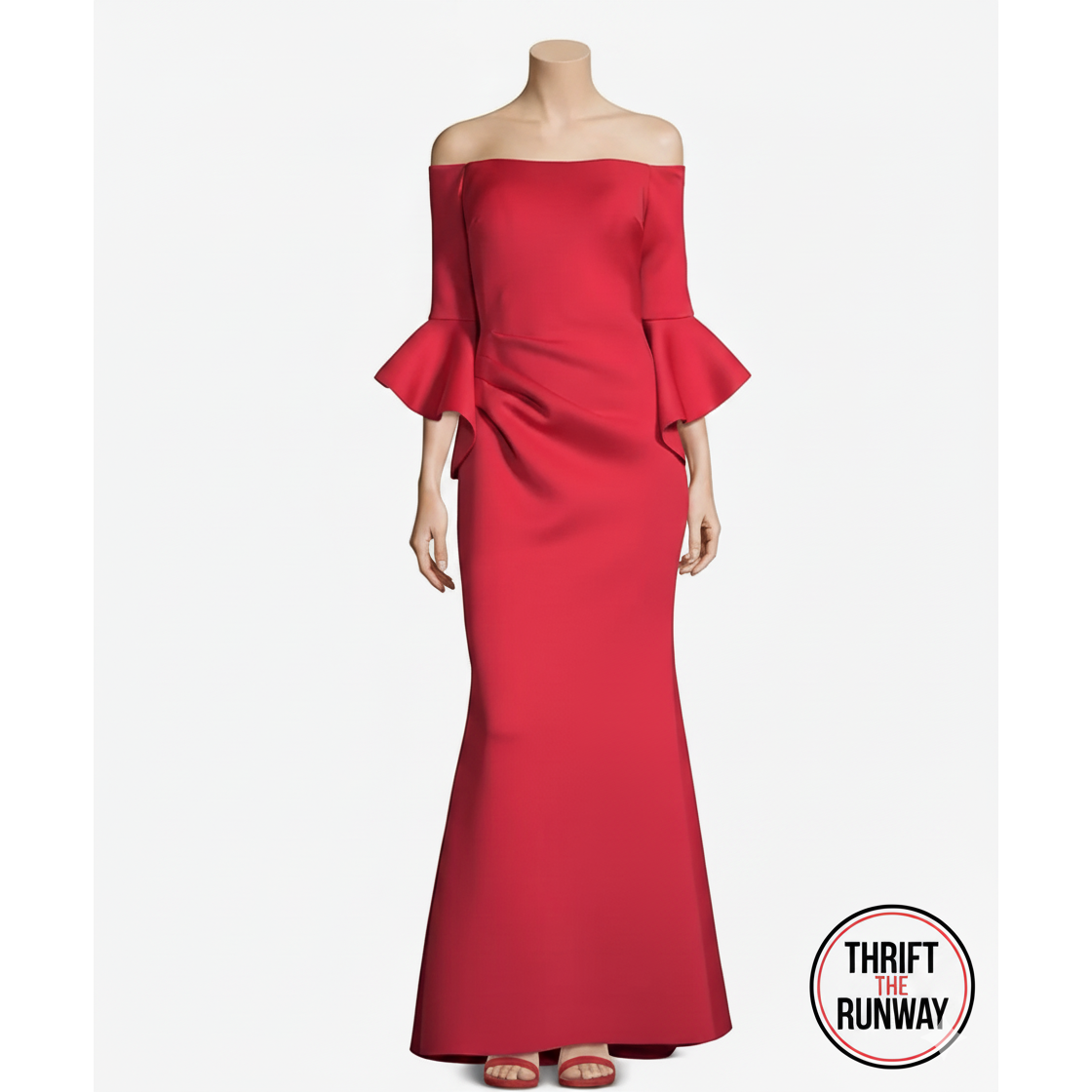 Betsy & Adam Red Off Shoulder Dress - Size Curvy Girl (Sz 14)