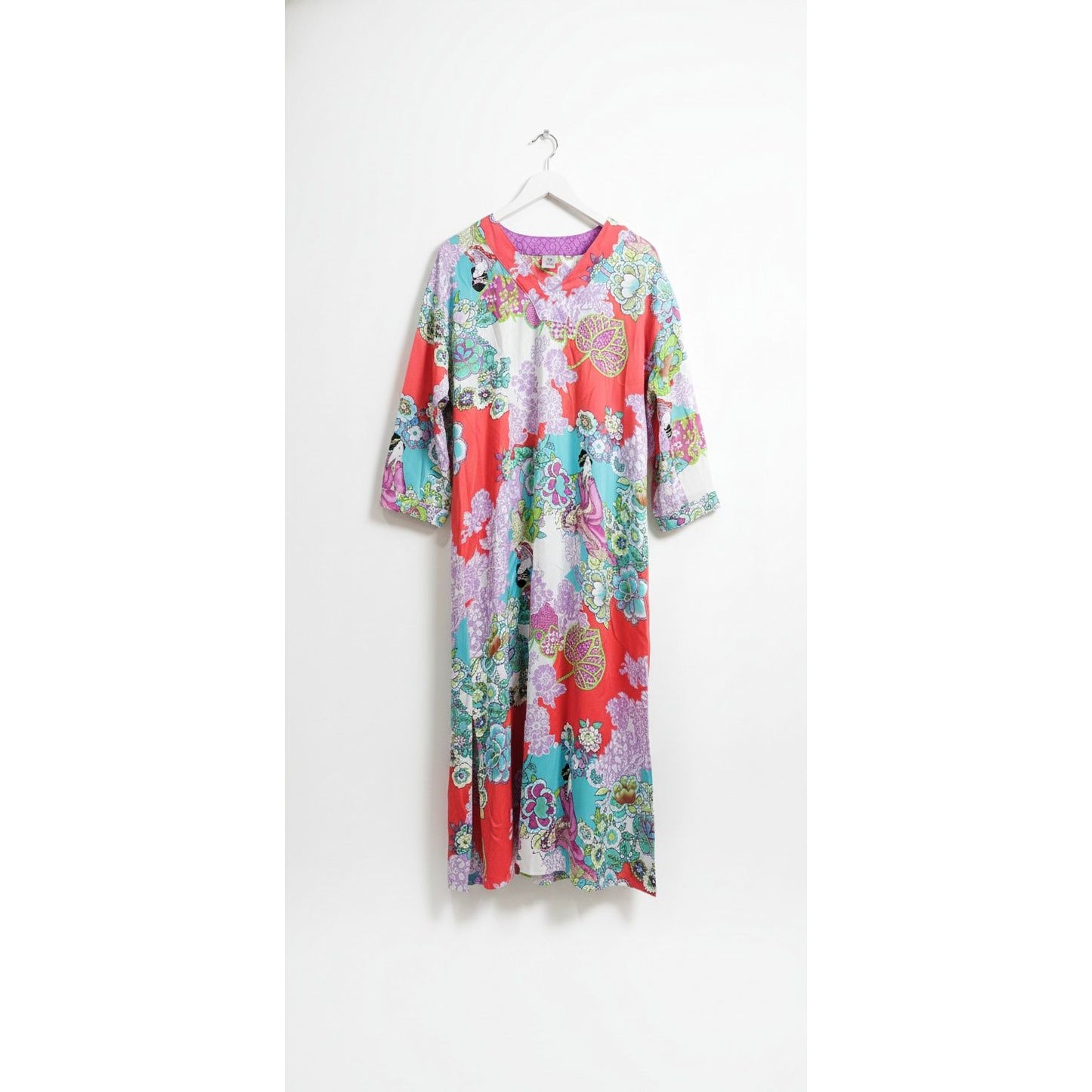 Natori Floral Caftan Dress – Size Small (Fits Up to Large Petite)