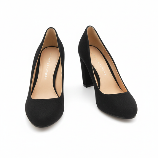 Chinese Laundry Suede Round Toe Stack Heel Pump - Shoe Size 11