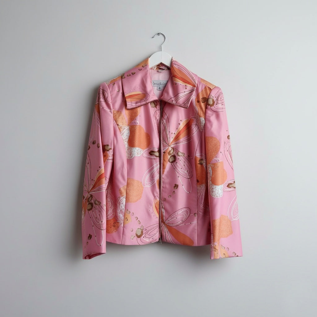 Pamela Mckoy pink printed jacket blazer jacket - Size Curvy Girl (Sz XL)