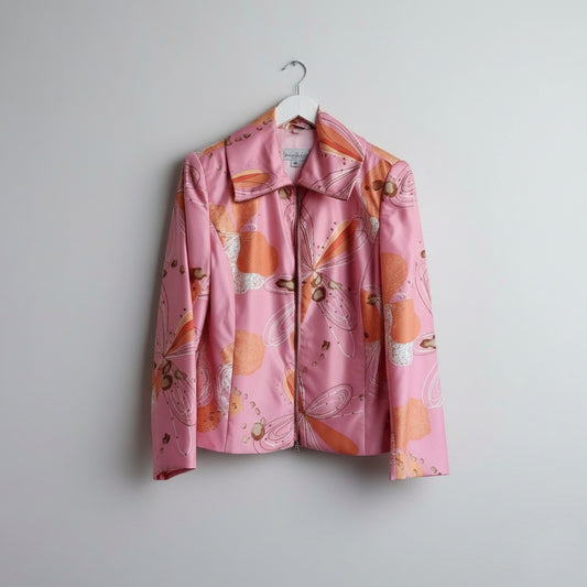 Pamela Mckoy pink printed jacket blazer jacket - Size Curvy Girl (Sz XL)