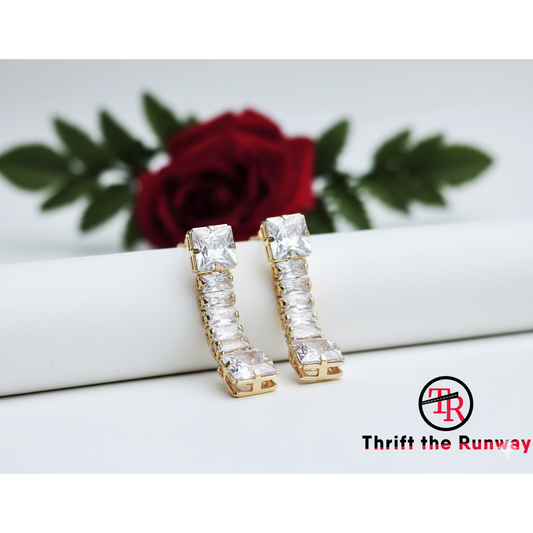 18k Gold Layered Opulent Drops Cubic Zirconia Linear Earrings -  Costume Jewelry