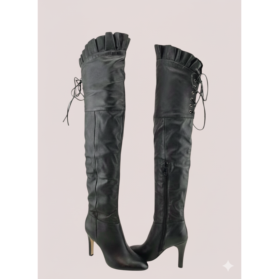 Kelsi Dagger Black Leather Over-the-Knee Boots - Sz 9.5