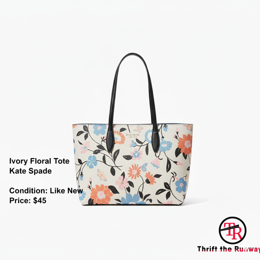 Kate Spade ♠️ Ivory Floral Tote