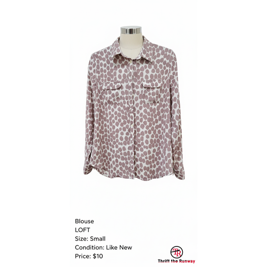 LOFT Ivory Mauve Blouse - Size Small