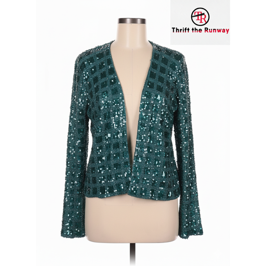 Calypso St. Barth Green Sequins Cardigan - Size Medium