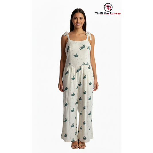 Kate Quinn Green Whale Print Loungewear Jumpsuit - Size Curvy Girl (Sz XXL)