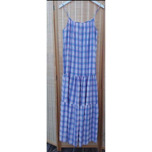 BB Dakota White Plaid Maxi Dress - Size Small