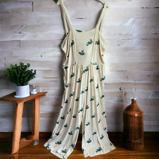 Kate Quinn Green Whale Print Loungewear Jumpsuit - Size Curvy Girl (Sz XXL)