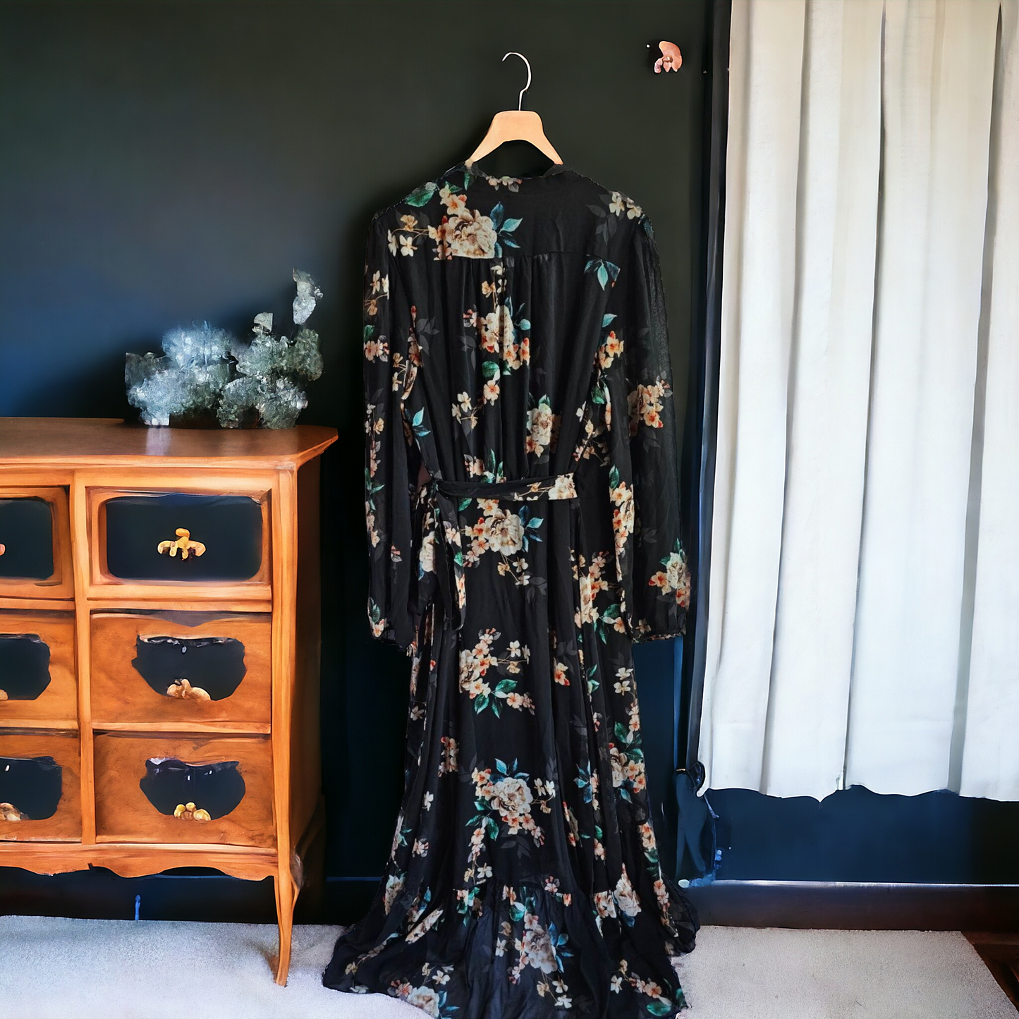 City Chic Black Floral Wrap Midi Dress - Size Curvy Girl XXL (Sz 20W)