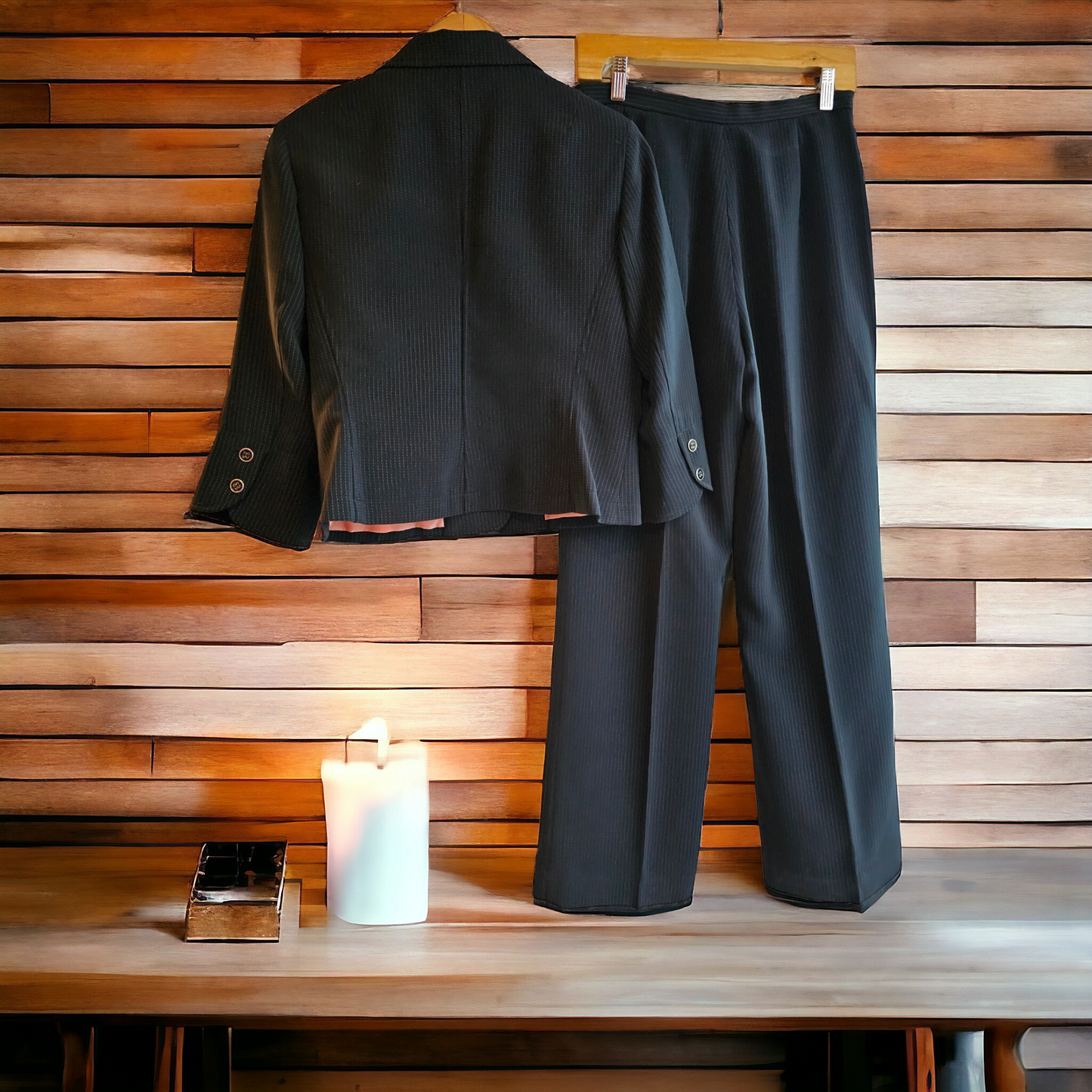 Signature by Larry Levine Navy Pinstripe Pansuit - Size Medium (Sz 10P & fits like a 6/8)