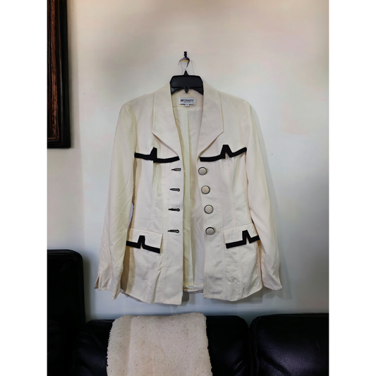 Vintage Ivory Black Blazer - Size Small