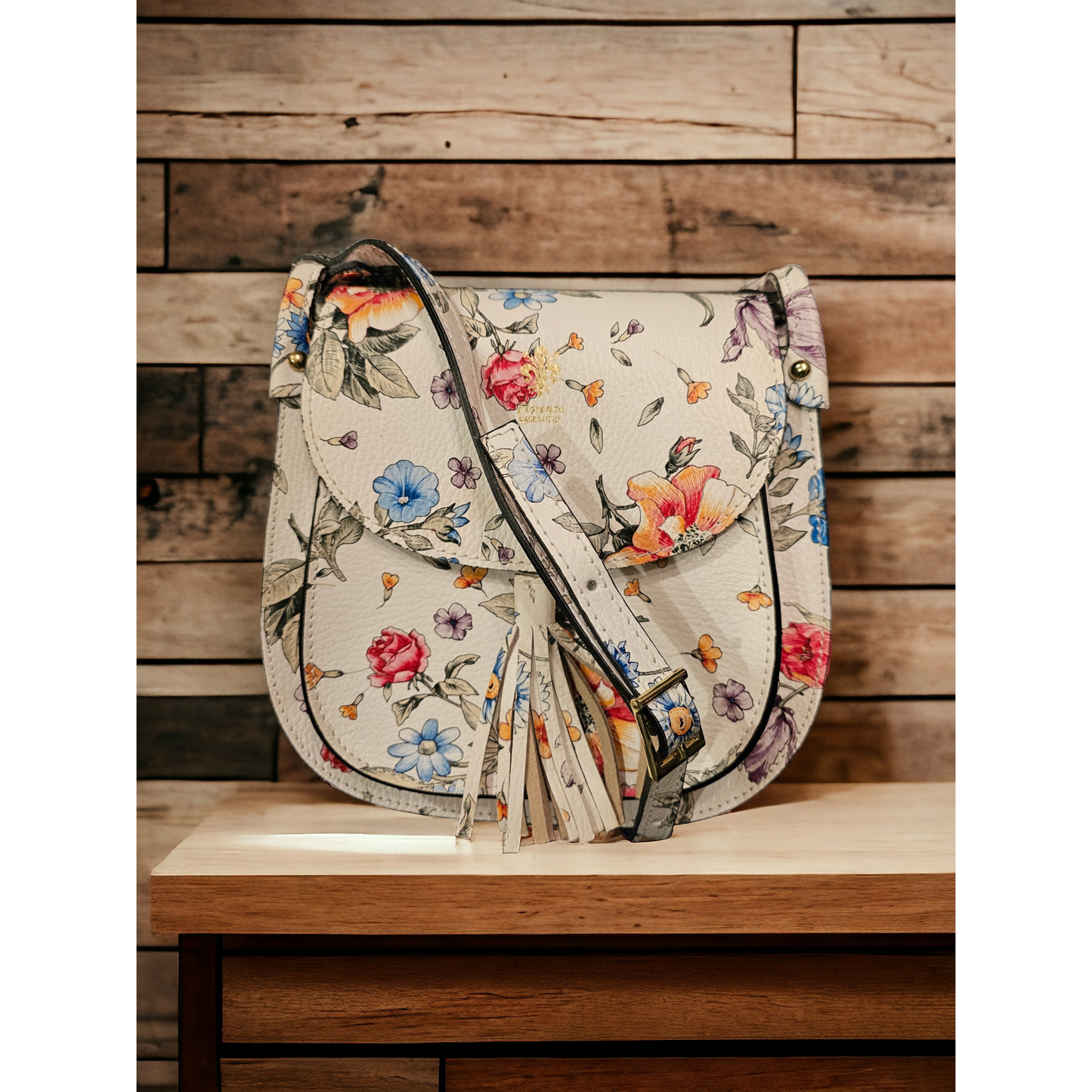 White Floral Crossbody - Made in Italy