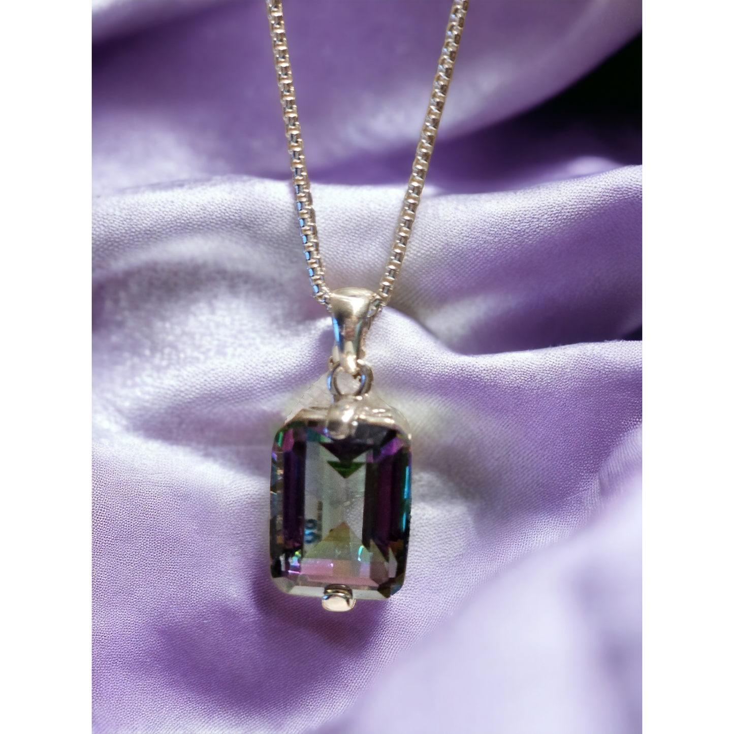 10ct Mystic Topaz Baguette & Pendant Set - Elegant 925 Sterling Silver Jewelry