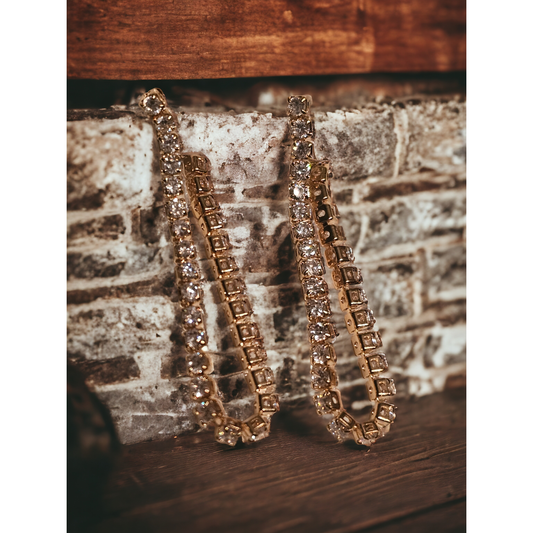 Rhinestone chain hoop earrings