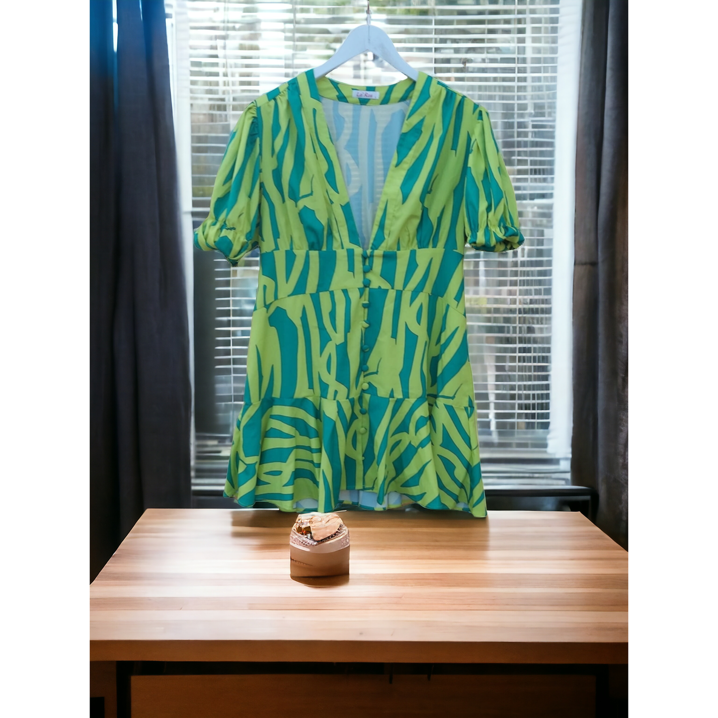 La' Ros Yellow Green Dress - Size Large