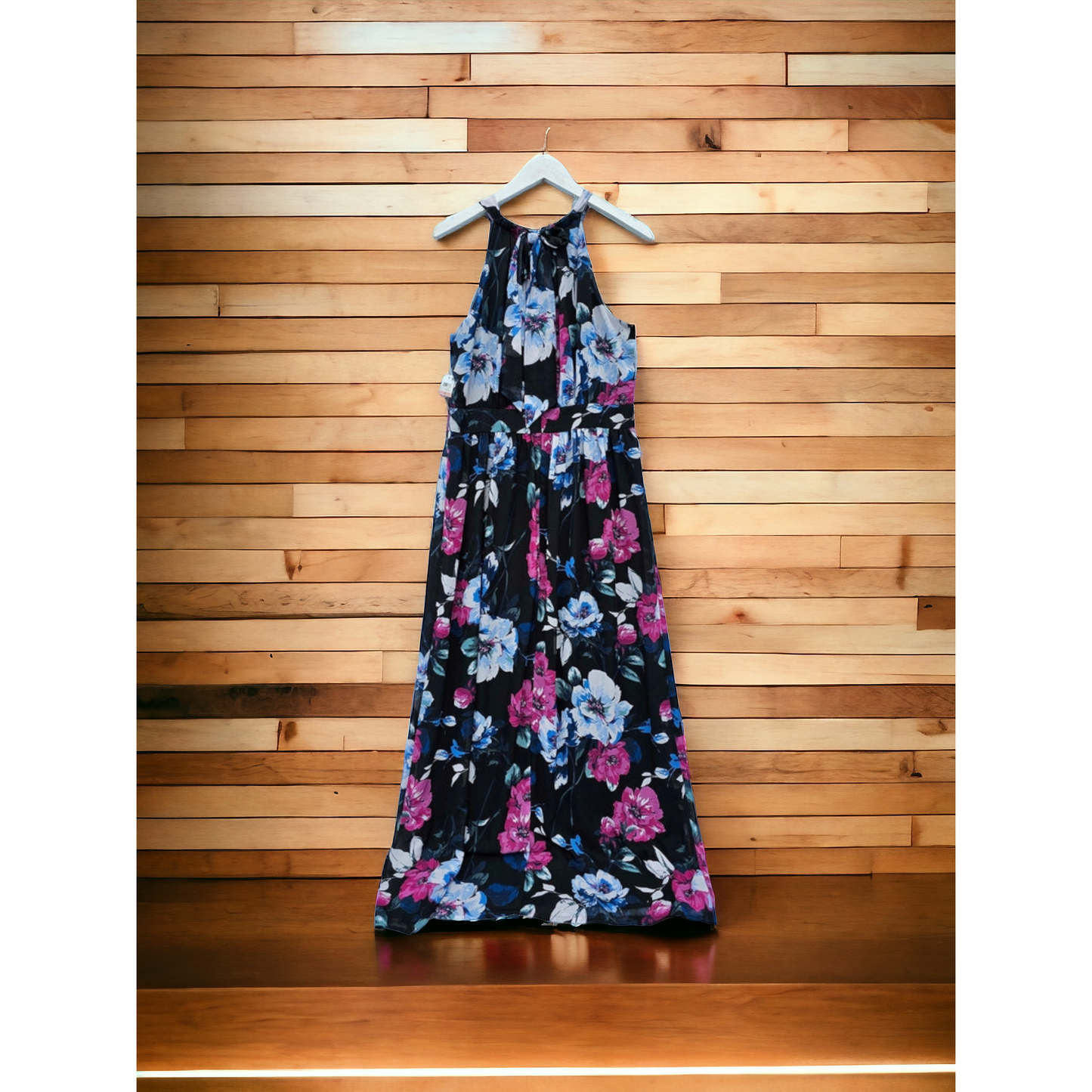 INC International Concepts Black Floral Maxi Dress - Size Large (Sz 12)