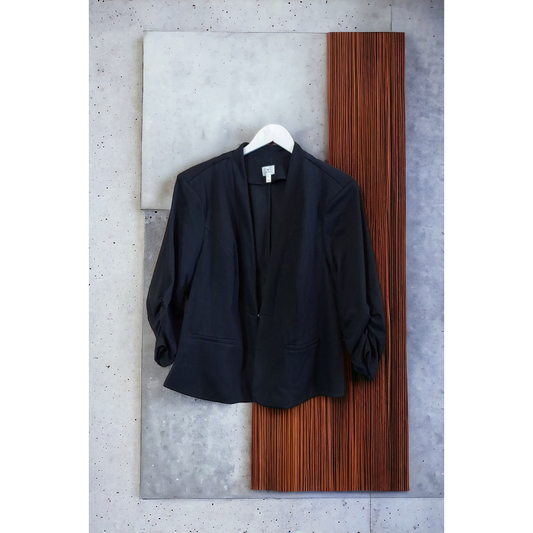 Dress Barn Ruched Sleeve Black Blazer - Size Curvy Girl (Sz 2X)