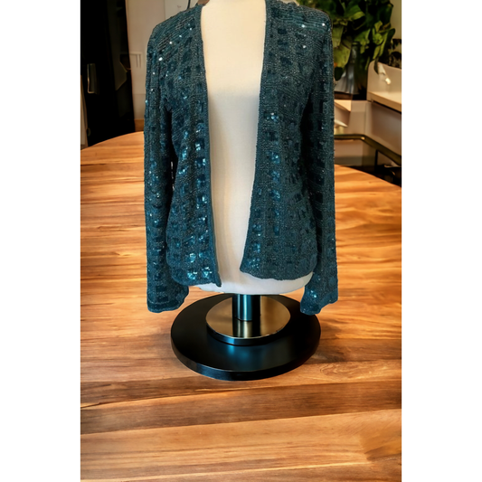 Calypso St. Barth Green Sequins Cardigan - Size Medium