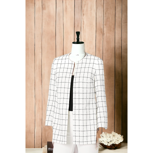 Kasper White Black Plaid Blazer - Size Curvy Girl - (Sz 2X)