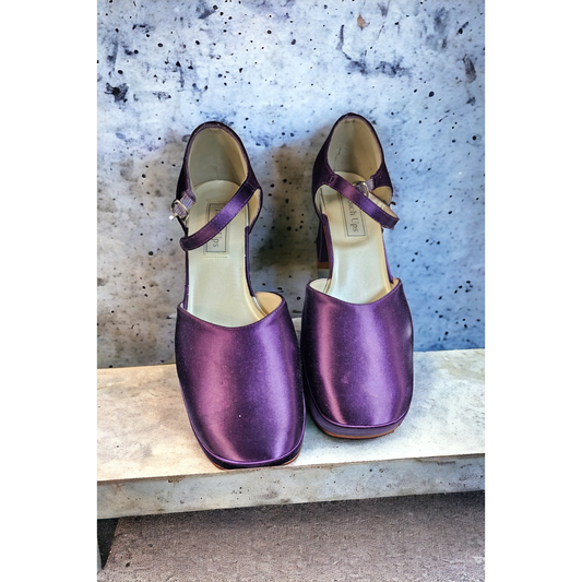 Touch Ups Purple Satin Mary Janes - Size 10