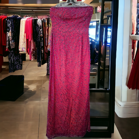 Andretta Donatello Fuschia Sequin Strapless Evening Gown - Size Large (Sz 8)