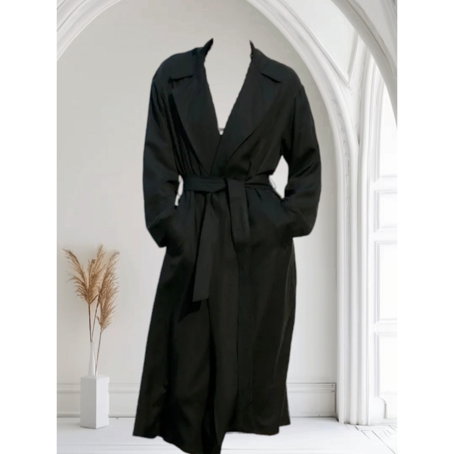 Zara Flowy Black Belted Duster - Size Large