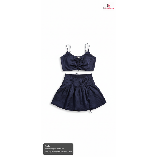 Aerie 2 Piece Skirt Set – Elasticized Waist, Flowy, Size Top Small / Skirt Medium