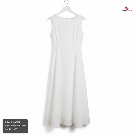Alfani White Midi Dress - Size Curvy Girl XL (14)