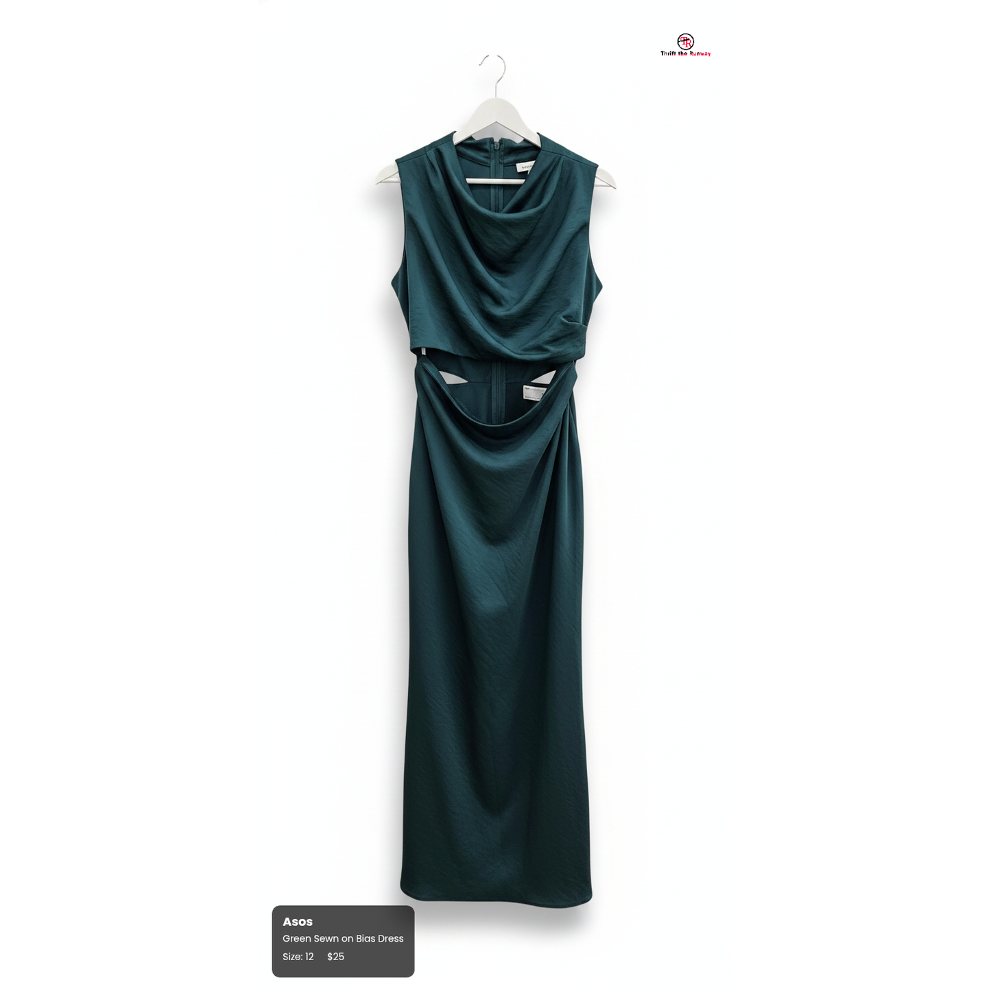 Asos Green Sewn on Bias Dress - Size XL