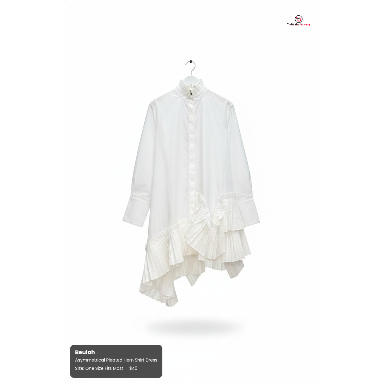 Beulah Asymmetrical Pleated Hem Shirt Dress - Size Large