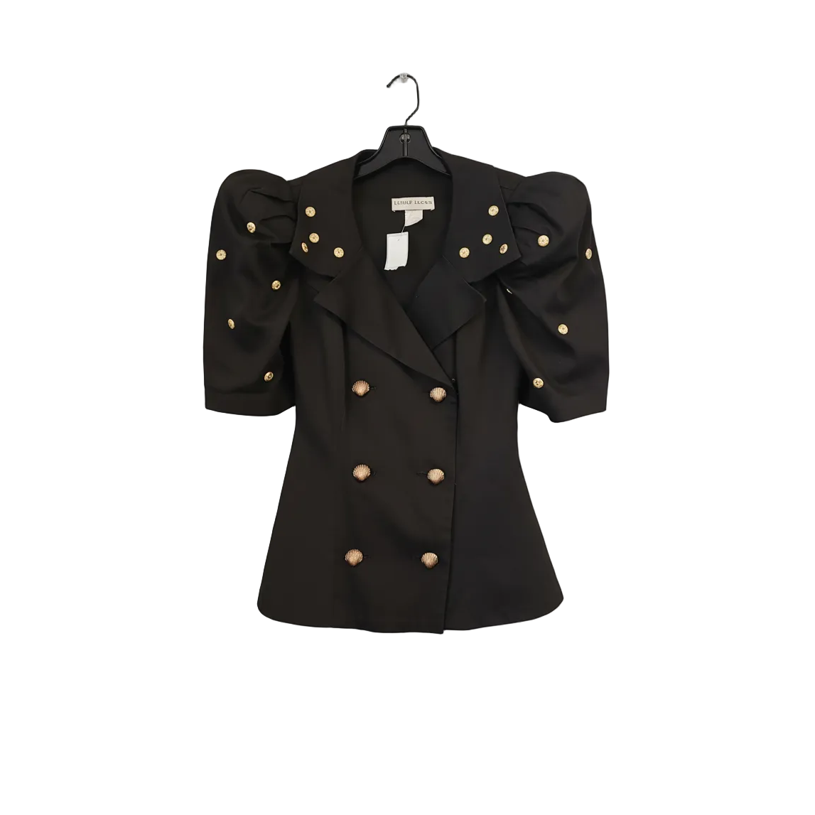 Leslie Lucks Black Blazer Embelished in Gold - Size Small