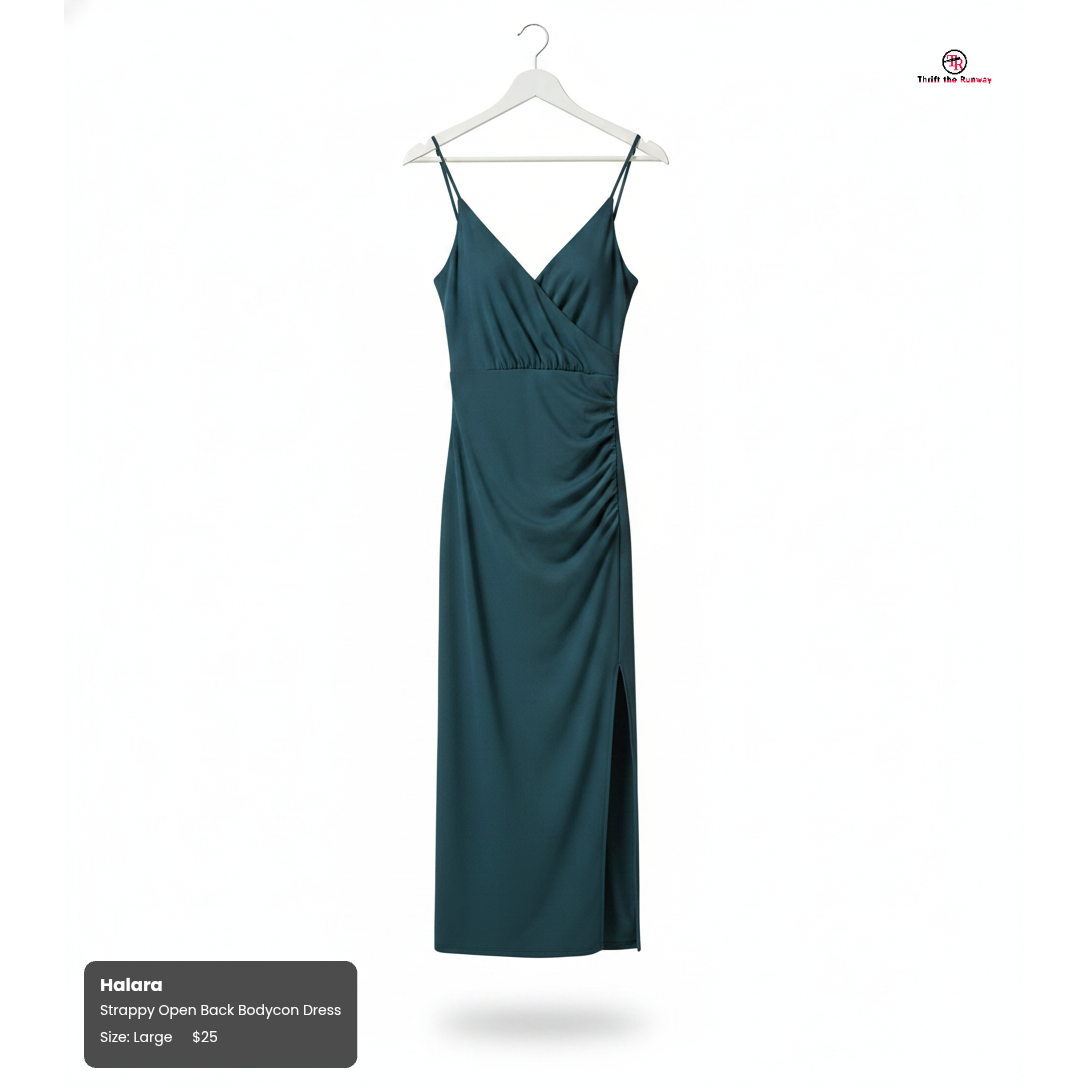 Halara Teal Color Open Strappy Back Midi Dress - Size Large