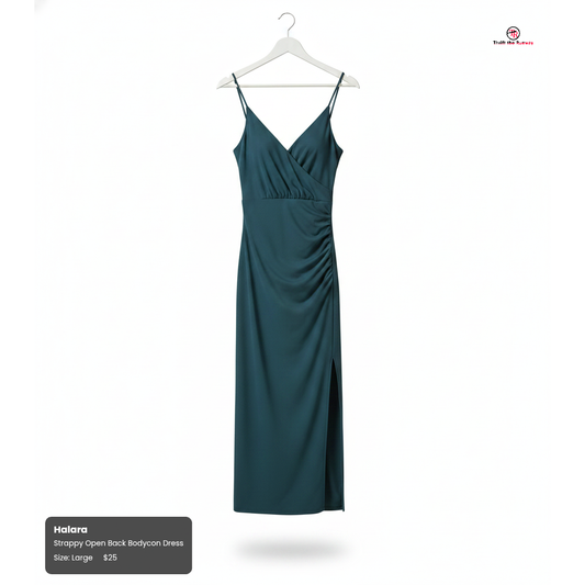 Halara Teal Color Open Strappy Back Midi Dress - Size Large