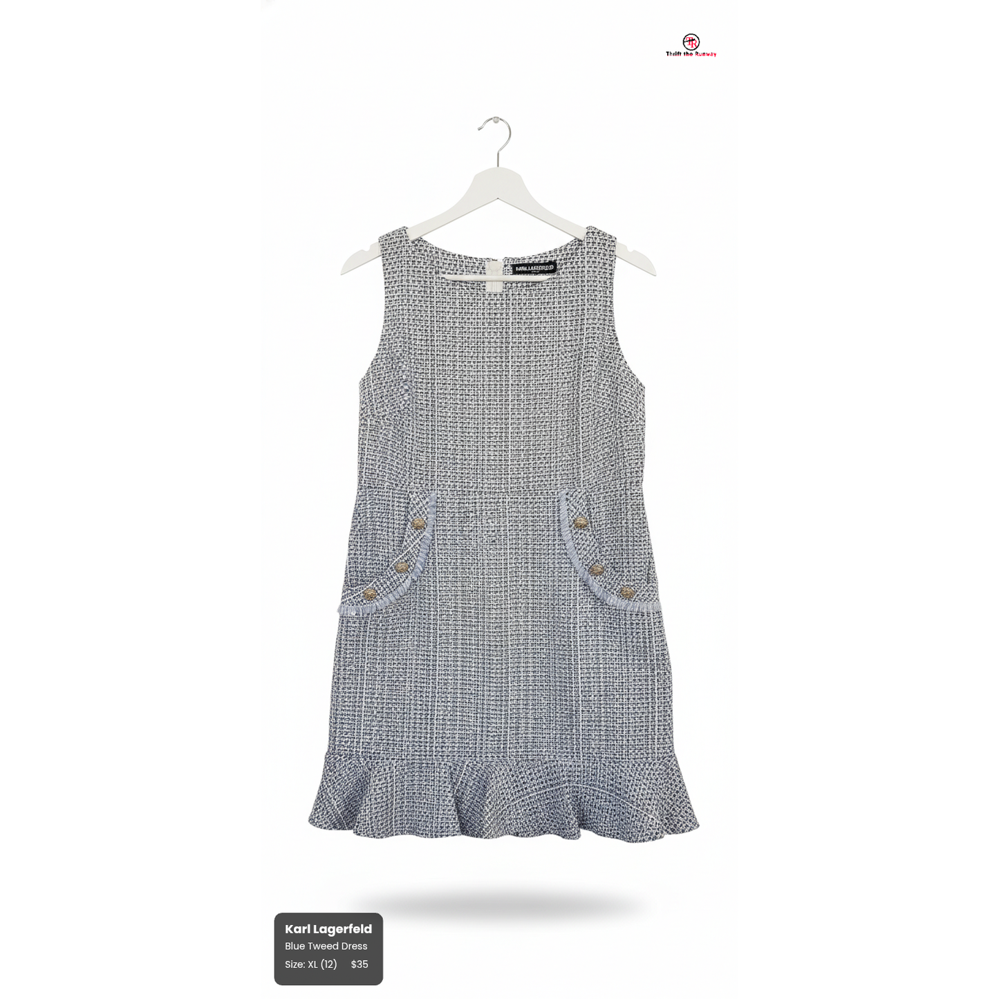 Karl Lagerfeld Blue Tweed Dress - Size Curvy Girl XL (12)