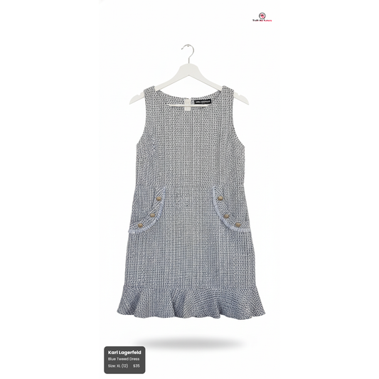 Karl Lagerfeld Blue Tweed Dress - Size Curvy Girl XL (12)