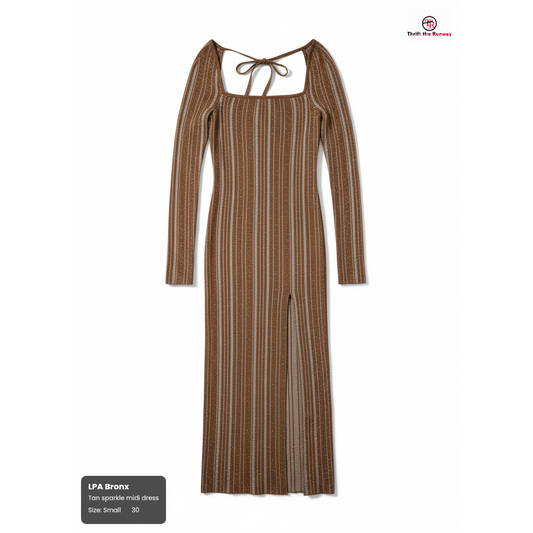 LPA Bronx Midi Knit Dress – Sparkle Knit Midi Dress, Size Small