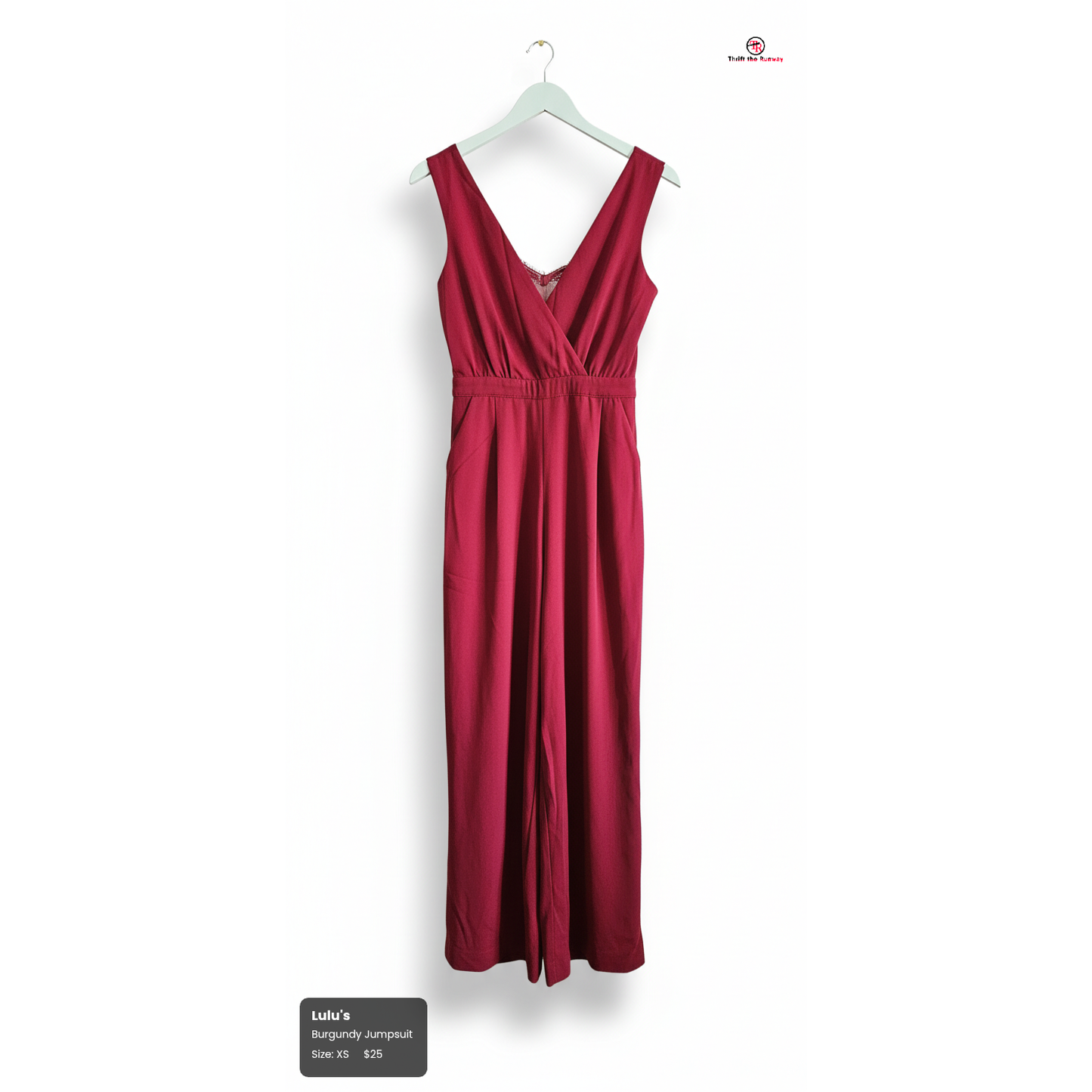 Lulu's Kiska Burgundy Lace Wide-Leg Jumpsuit - Sz XS
