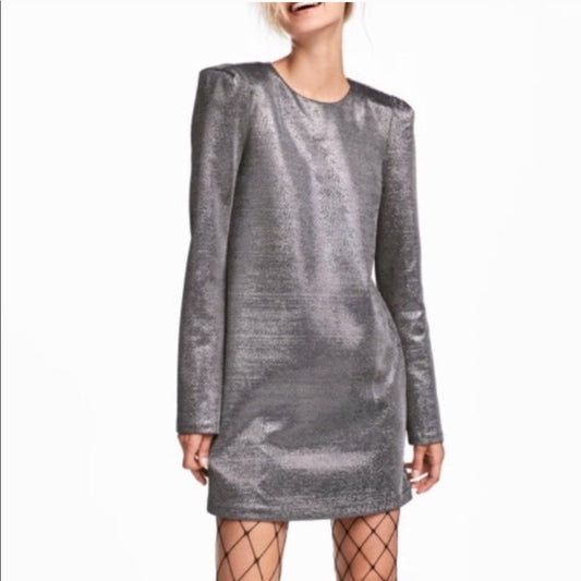 H&M Silver Crewneck Dress - Size Large