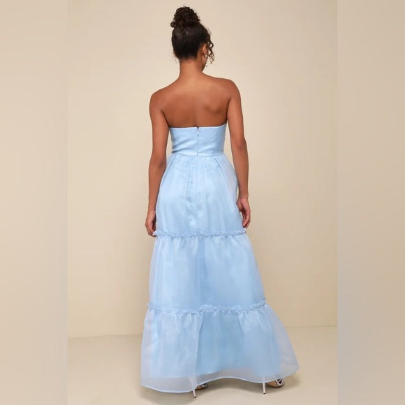 Lulu's Blue Strapless Dress - Size Large