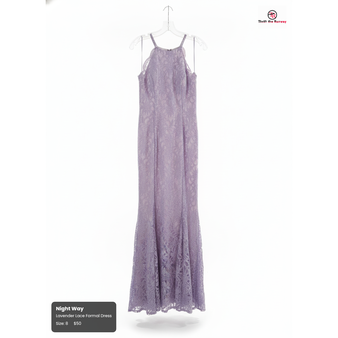 Night Way Lavender Lace Gown - Size Medium