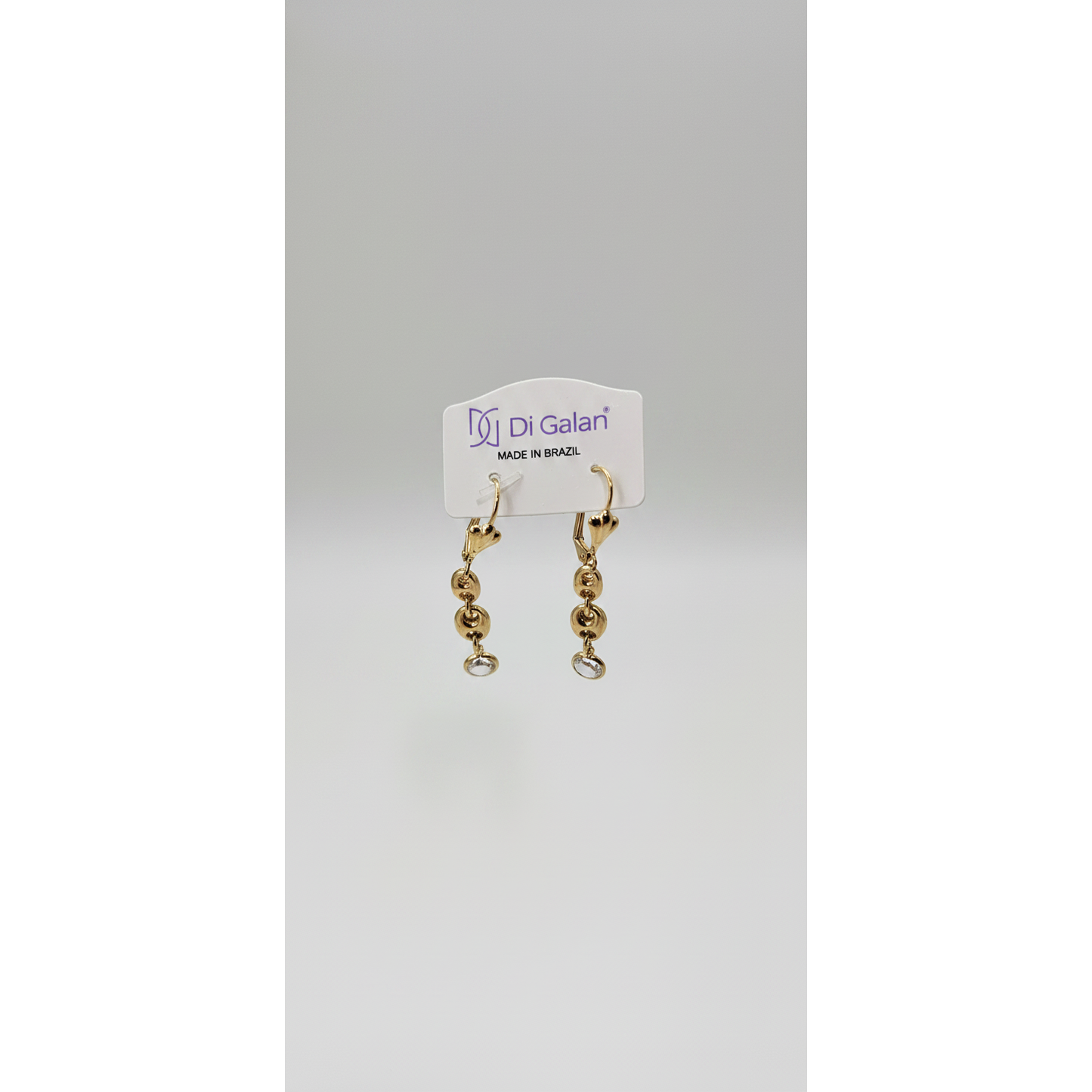 18k Gold Layered Puff Mariner and Crystal Dangle Earrings -  Costume Jewelry