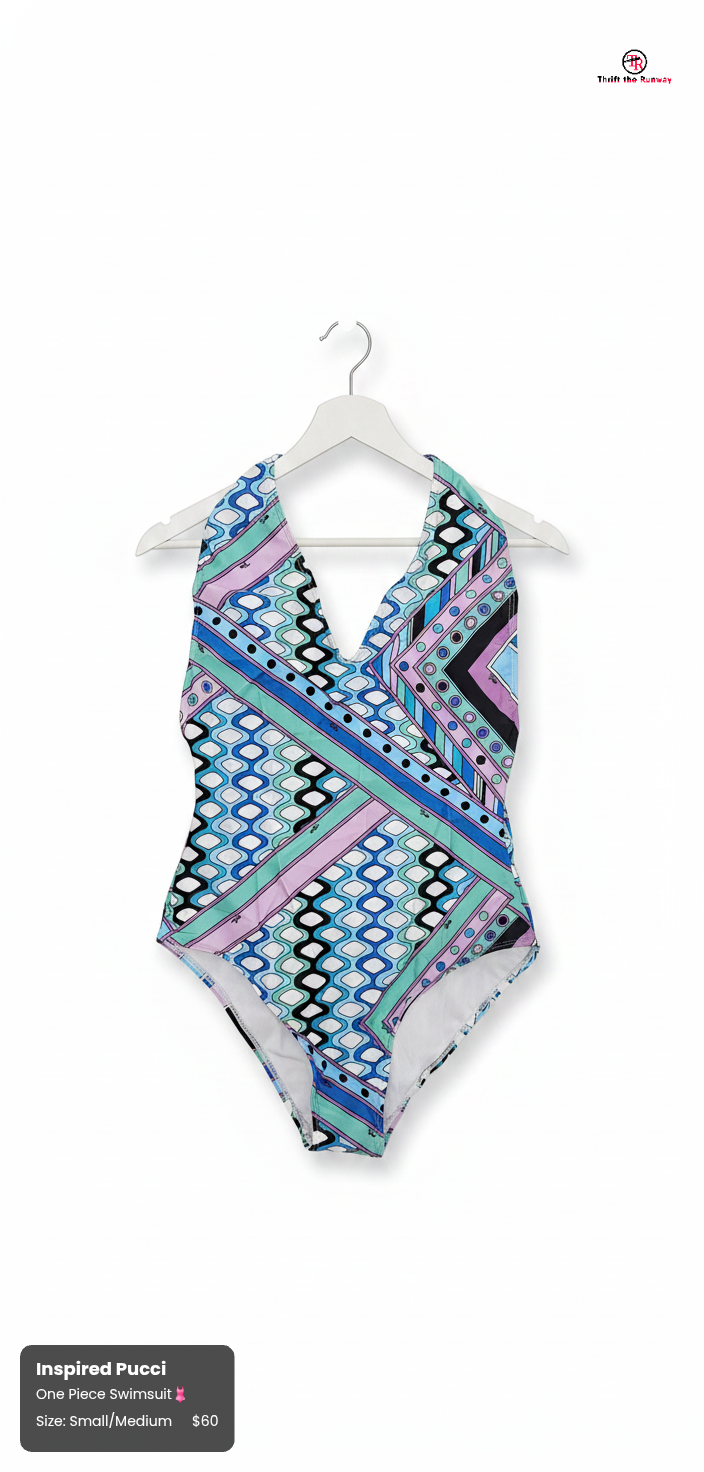 Inspired Pucci One-Piece Swimsuit | Size Small Size Medium