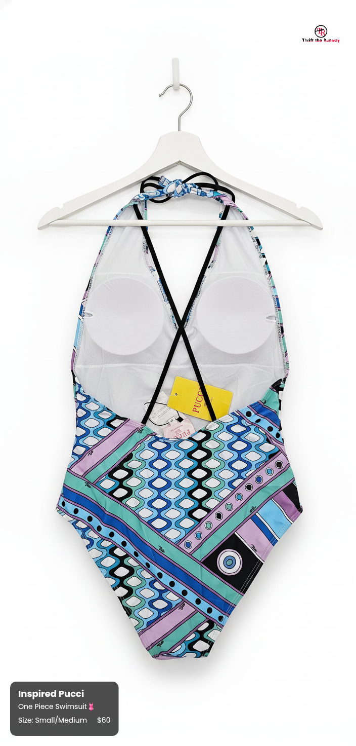 Inspired Pucci One-Piece Swimsuit | Size Small Size Medium