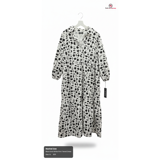 Rachel Zoe Black And White Print Tiered Dress – NWT, Size curvy Girl XL